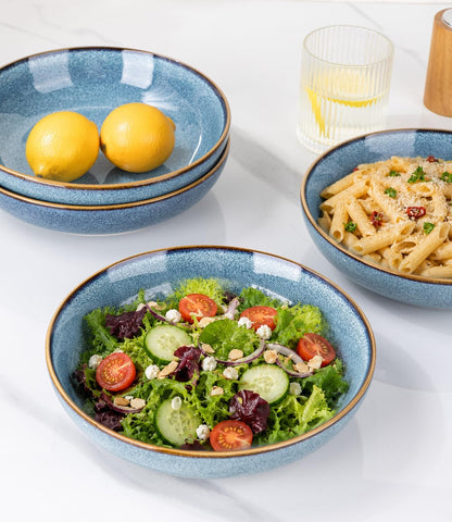 AmorArc 8.5’’ Ceramic Pasta Bowls Set of 4, 36oz Large Stoneware Bowls Set