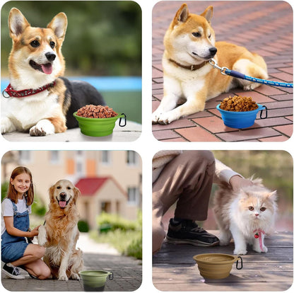 PetBonus 2-Pack Collapsible Dog Bowls, Portable Travel Dog Water Food Bowls