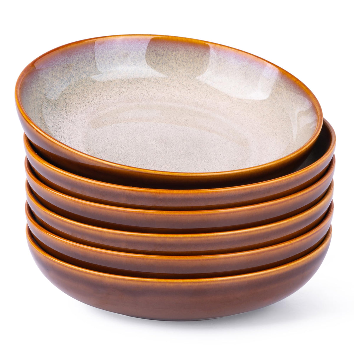 LERATIO 9.0" Ceramic Pasta Bowls Set of 4,38oz Large Stoneware Bowls Set