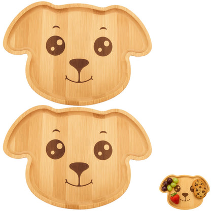 JB Home Collection 4572, Bamboo Cat Shape Food Plate for Snacks Appetizer Fruit Vegetable | Food Platter | Picnic Kitchen Party | Eco-Friendly Plates, 7"x6.5", Cat Face, 1 Pack