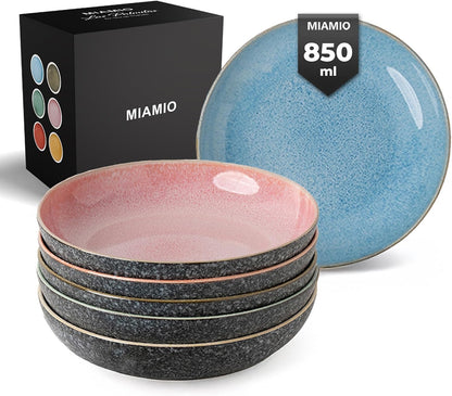 MIAMIO - Ceramic Soup Plates Set of 6 / Pasta Plates (29 oz) - Las Palmitas