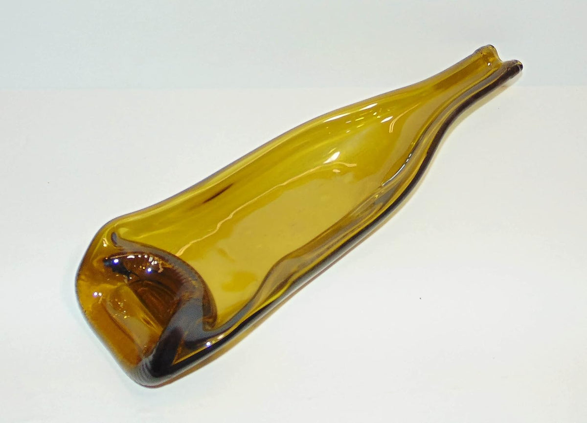 UpCycled Yellow Wine Bottle Shallow Snack Serving Dish Bowl