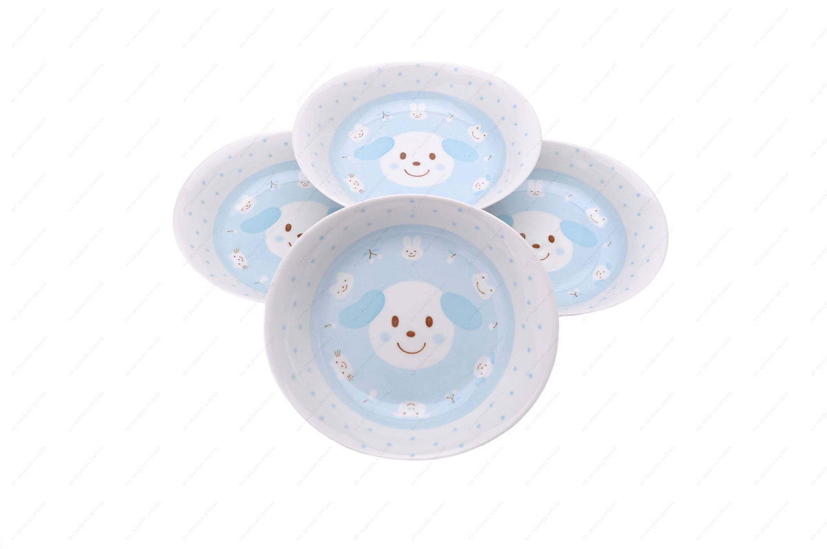 M.V. Trading MV0314A1PK Japanese Oval Deep Soup Dish with Bunny Design, 7¾ x 7-Inch, Pink, Sold as 4 Plates