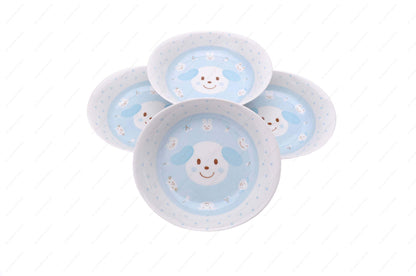 M.V. Trading MV0314A1PK Japanese Oval Deep Soup Dish with Bunny Design, 7¾ x 7-Inch, Pink, Sold as 4 Plates