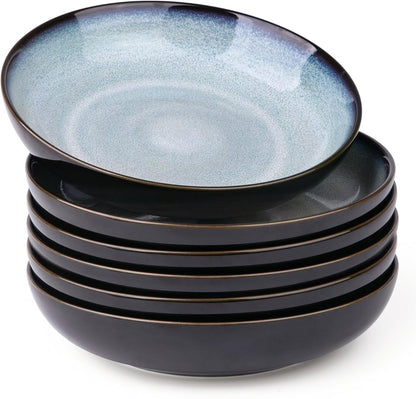 LERATIO 9.0" Ceramic Pasta Bowls Set of 4,38oz Large Stoneware Bowls Set