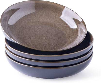 LERATIO 9.0" Ceramic Pasta Bowls Set of 4,38oz Large Stoneware Bowls Set