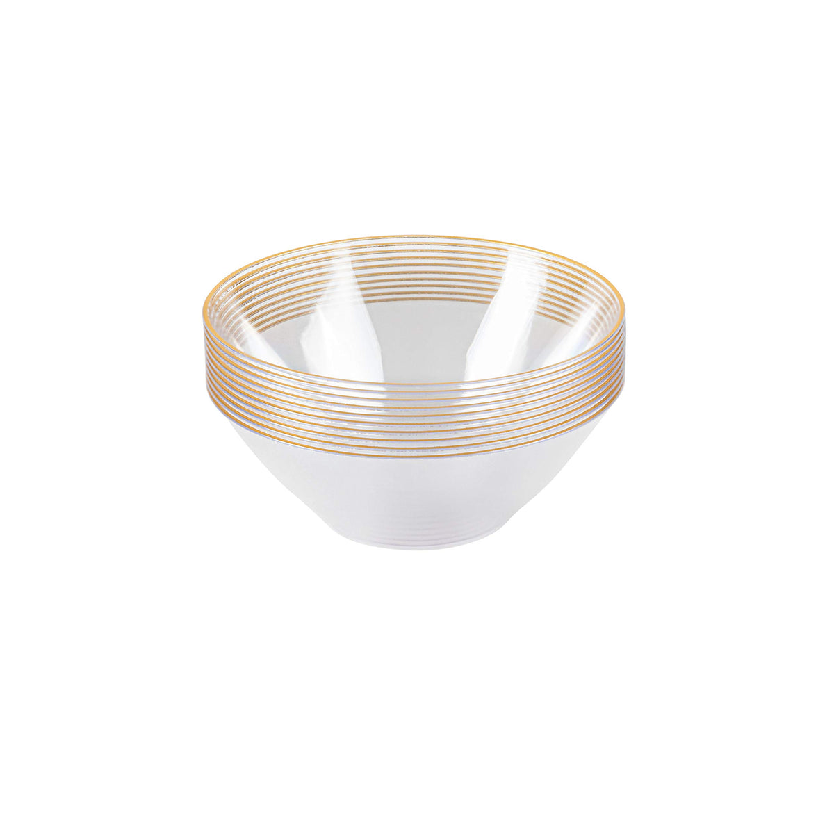 [16 OZ 40 Count] White Plastic Organic Party Soup bowls With Silver Rim Premium heavyweight Elegant Disposable Tableware Dishes