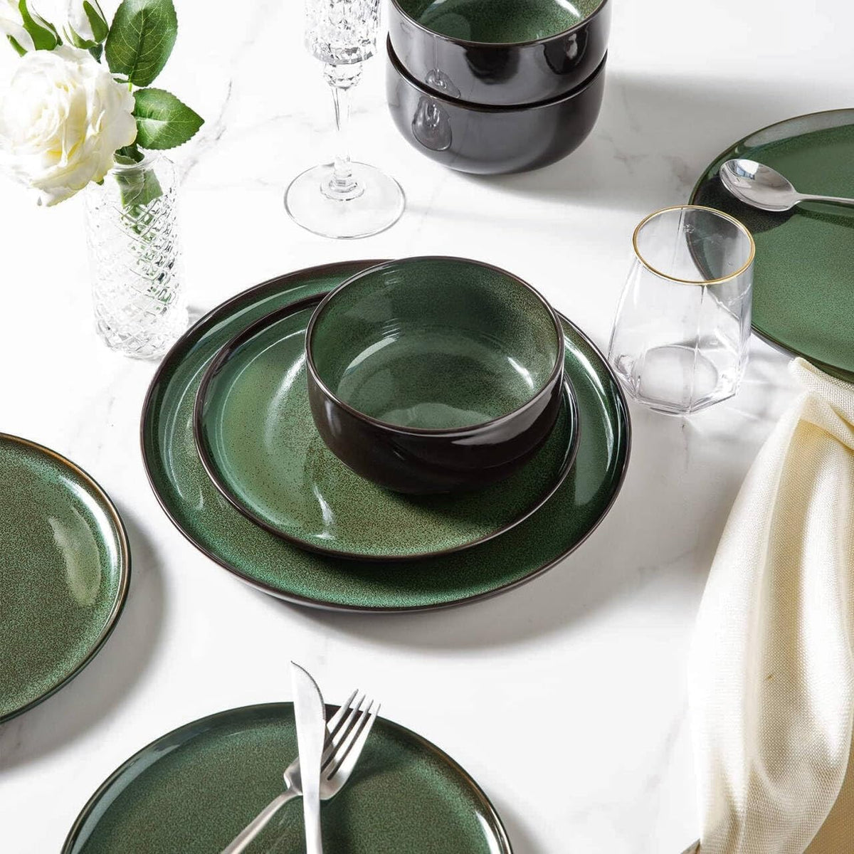 LERATIO Ceramic Dinner Plates Set of 6,10.5 Inch Reactive Glaze Plate Sets