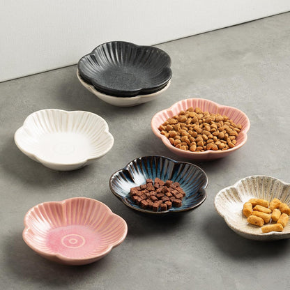 Mecaikru Ceramic Cat Food Bowls, Whisker Friendly Shallow Plates Set of 3