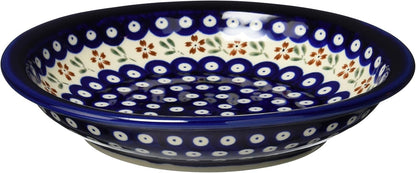 Polmedia Polish Pottery Pasta Bowl 9-inch UNIKAT - Country Rooster Pattern Handmade in Boleslawiec Poland + Certificate of Authenticity