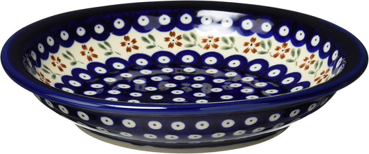 Polmedia Polish Pottery Pasta Bowl 9-inch UNIKAT - Country Rooster Pattern Handmade in Boleslawiec Poland + Certificate of Authenticity