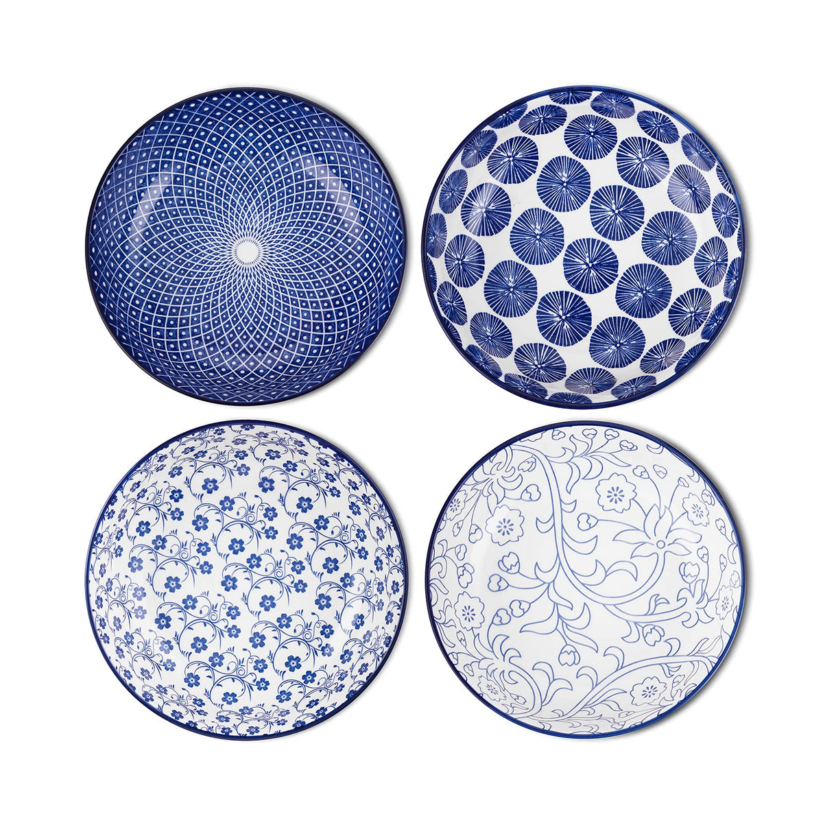 Selamica Ceramic Pasta Bowls Set 34 OZ, Large Salad Bowl 8.6 Inch Deep Plates for Pasta Soup, Microwave & Dishwasher Safe, Set of 6, Gradient Blue