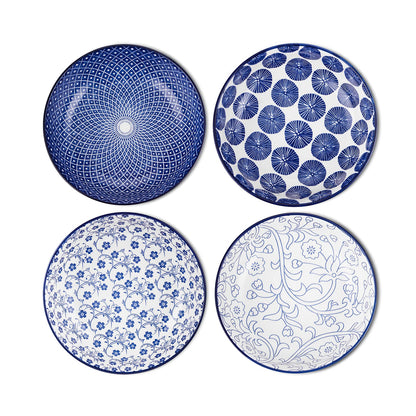 Selamica Ceramic Pasta Bowls Set 34 OZ, Large Salad Bowl 8.6 Inch Deep Plates for Pasta Soup, Microwave & Dishwasher Safe, Set of 6, Gradient Blue