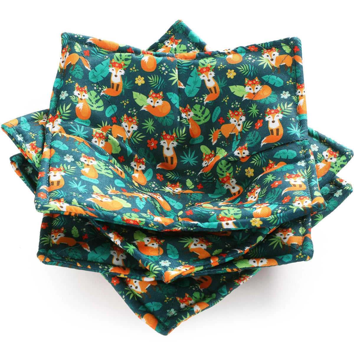 Cunhill 4 Pcs Cotton Microwave Bowl Cozy,Blue,Dog Style