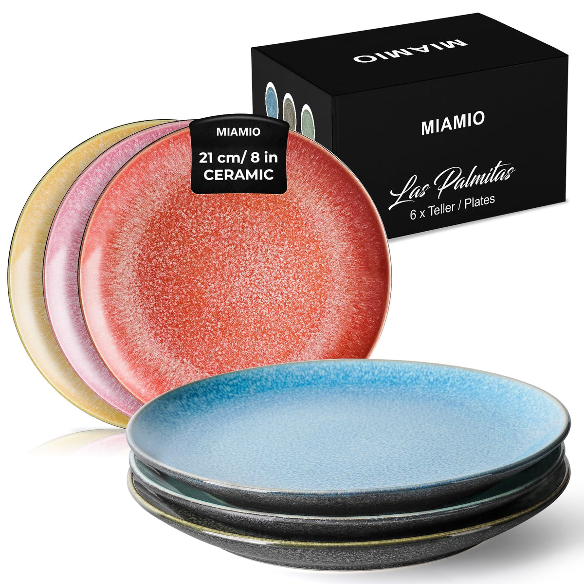 MIAMIO - Ceramic Soup Plates Set of 6 / Pasta Plates (29 oz) - Las Palmitas