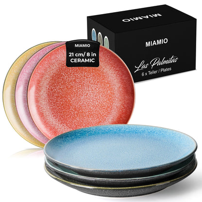 MIAMIO - Ceramic Soup Plates Set of 6 / Pasta Plates (29 oz) - Las Palmitas