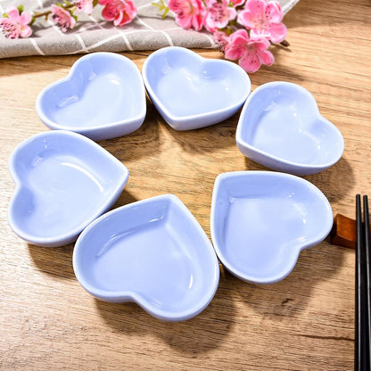 Ceramic Dipping Bowl Set of 6, 3.1'' Blue Heart‑Shaped Small Sauce Dishes