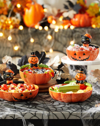 Metahom 8 Inch Halloween Candy Dish, Ceramic Pumpkin Candy Bowl, 28 Oz