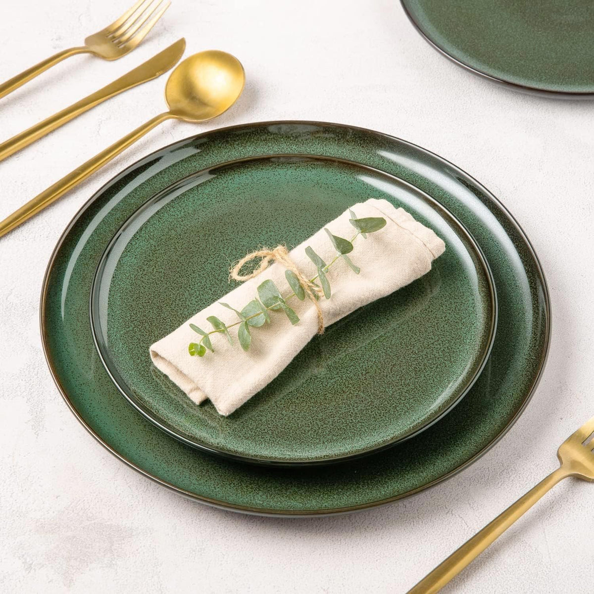 LERATIO Ceramic Dinner Plates Set of 6,10.5 Inch Reactive Glaze Plate Sets