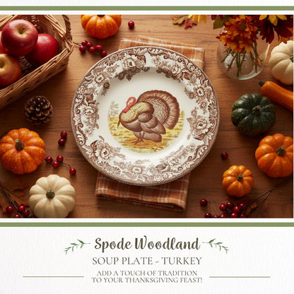 Spode Woodland Turkey 9" Soup Plate