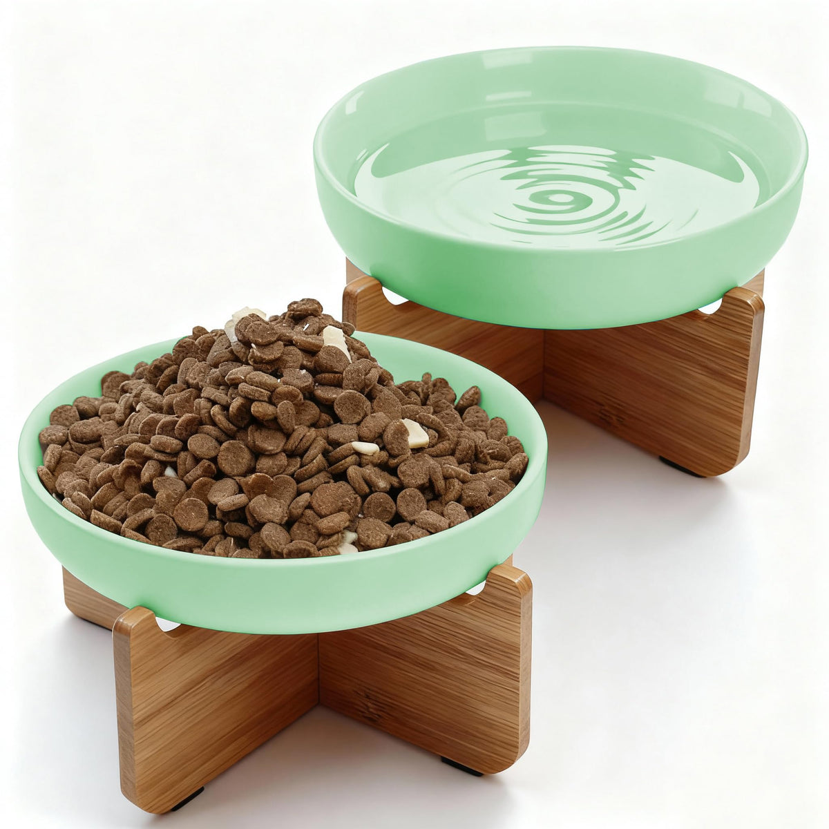 Ceramic Cat Bowls,Shallow Cat Dishes for Food and Water, 6 inch Matte Finish Wide Cat Food Bowl,Whisker Fatigue Free Pet Puppy Kitten Bowl Set of 3,Dishwasher Safe