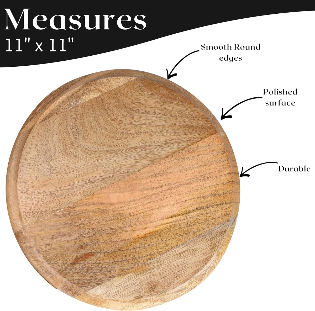 Alpha Living Home Wood Charger Plates, 11 in, Set of 4, Natural