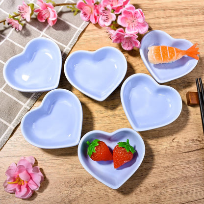 Ceramic Dipping Bowl Set of 6, 3.1'' Blue Heart‑Shaped Small Sauce Dishes