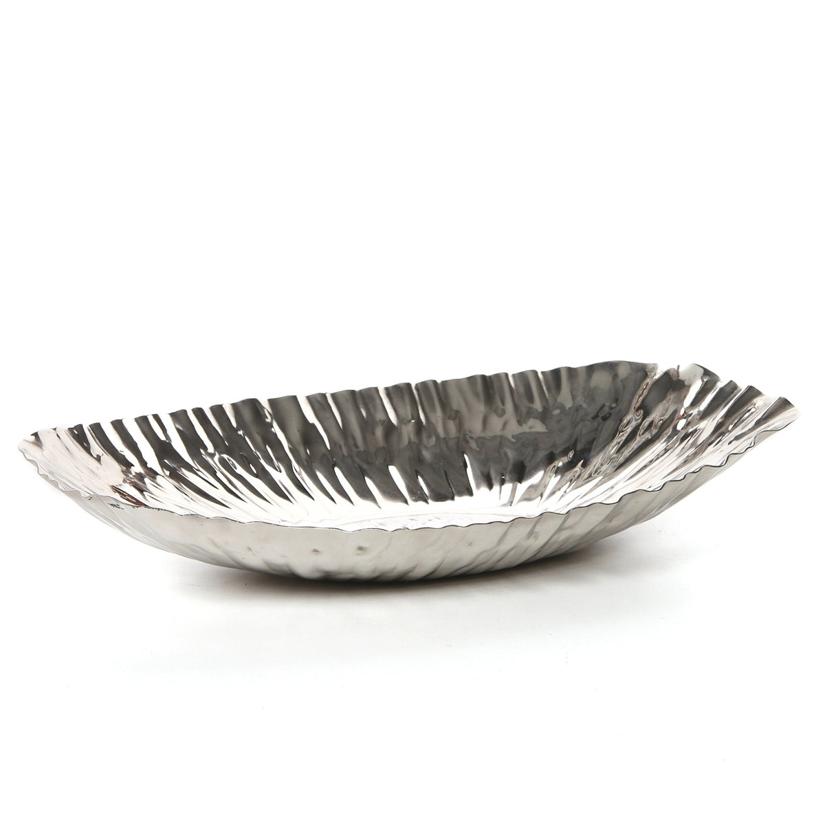 Hosley 10" Long Silver Finish Metal Bowl Modern Elegance for Serving and Decor Contemporary Accent for Stylish Homes Sophisticated