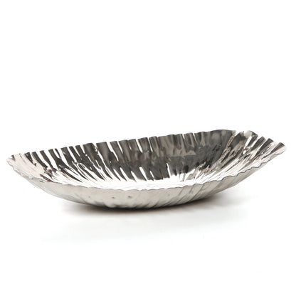 Hosley 10" Long Silver Finish Metal Bowl Modern Elegance for Serving and Decor Contemporary Accent for Stylish Homes Sophisticated