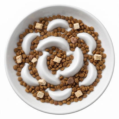 Ceramic Slow Feeder Cat Bowl, 6.3'' Wide Whisker Friendly Cat Puzzle Feeder