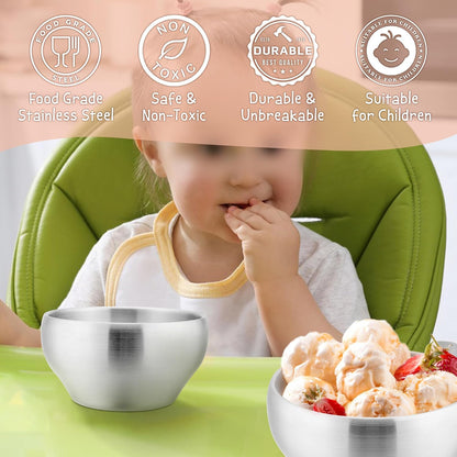 E-far Stainless Steel Bowls for Kids-6 Pack, 12oz Metal Baby Toddler Bowls