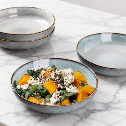 AmorArc 8.5’’ Ceramic Pasta Bowls Set of 4, 36oz Large Stoneware Bowls Set