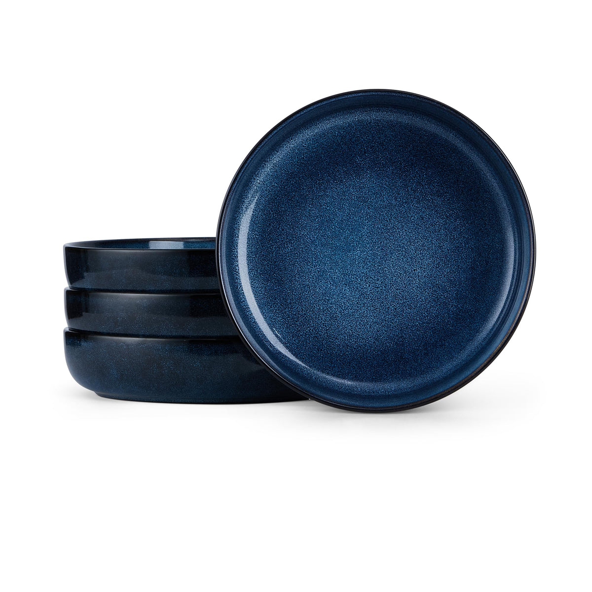 E-far Blue Pasta Bowls Set of 4, 35oz Double Reactive Glaze Stoneware