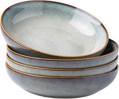 AmorArc 8.5’’ Ceramic Pasta Bowls Set of 4, 36oz Large Stoneware Bowls Set