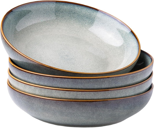 AmorArc 8.5’’ Ceramic Pasta Bowls Set of 4, 36oz Large Stoneware Bowls Set