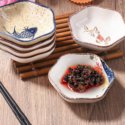 Japanese Ceramic Soy Sauce Dish Set of 6, 4'' Vintage Small Dipping Bowls