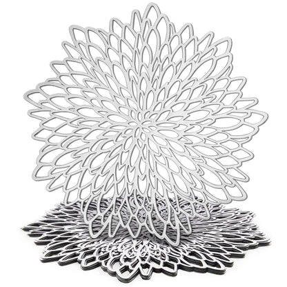 Juvale 10 Pack Gold Vinyl Placemats - 14.4" x 14.4" Round Table Mats and Plate Chargers with Leaf Design for Elegant Table Decor and Protection - Stylish Charger Plates for Events and Wedding Parties