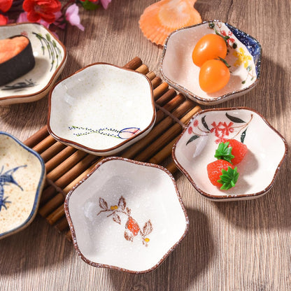 Japanese Ceramic Soy Sauce Dish Set of 6, 4'' Vintage Small Dipping Bowls