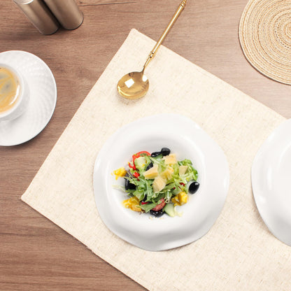 Soup Bowls, Pasta Bowls Rimmed Plates, White Salad Bowls Set of 2, Porcelain Wide Rim Bowls, 6 Oz, Microwave & Dishwasher Safe, Best for foodies and restaurants 8.3 Inch flanging