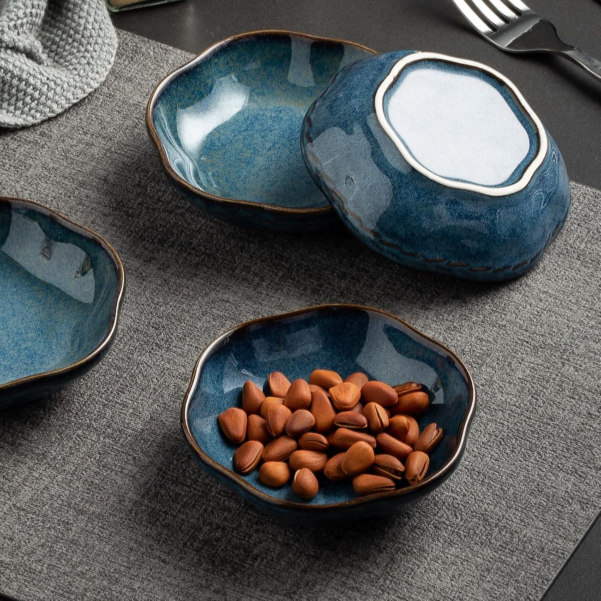 Reactive Glaze Dipping Bowls, Soy Sauce Dishes Set of 4