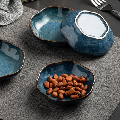 Reactive Glaze Dipping Bowls, Soy Sauce Dishes Set of 4