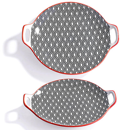 Porcelain Dinner Plate with Handles Set of 2 , 9.2'' Large Salad Plates