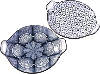 Porcelain Dinner Plate with Handles Set of 2 , 9.2'' Large Salad Plates
