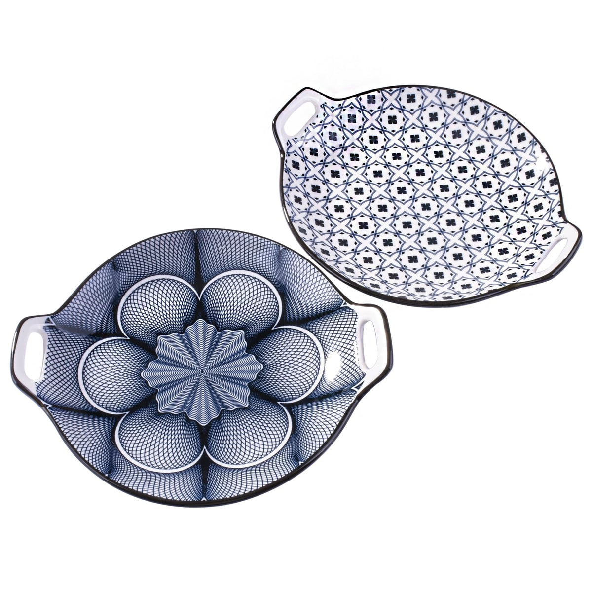 Porcelain Dinner Plate with Handles Set of 2 , 9.2'' Large Salad Plates