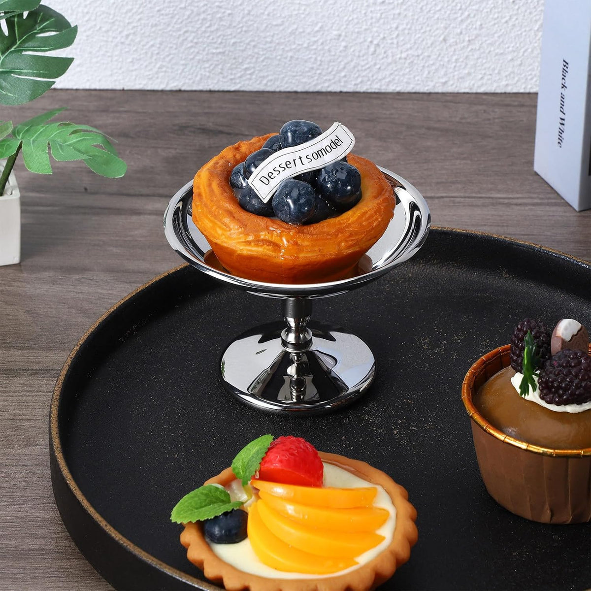Stainless Steel Metal Dessert Cup, Shallow Mouth Footed Serving Dish for Ice Cream, Pudding, Fruits, Snacks, Home Use