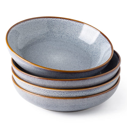 AmorArc 8.5’’ Ceramic Pasta Bowls Set of 4, 36oz Large Stoneware Bowls Set