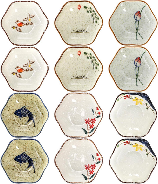 12 Pieces Japanese Sauce Dishes, 4 Oz Ceramic Side Dish Set
