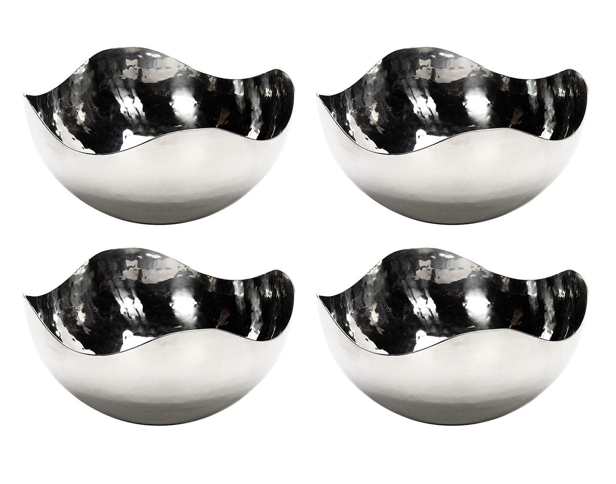 Hosley 10" Long Silver Finish Metal Bowl Modern Elegance for Serving and Decor Contemporary Accent for Stylish Homes Sophisticated