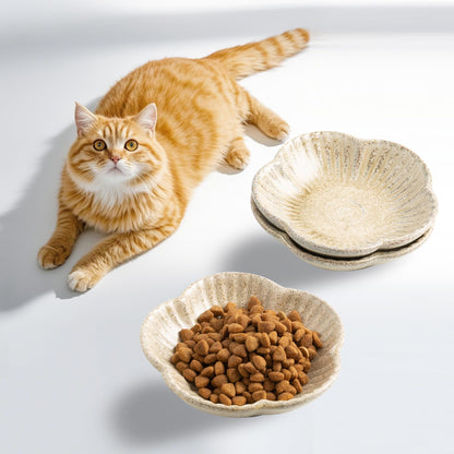 Mecaikru Ceramic Cat Food Bowls, Whisker Friendly Shallow Plates Set of 3