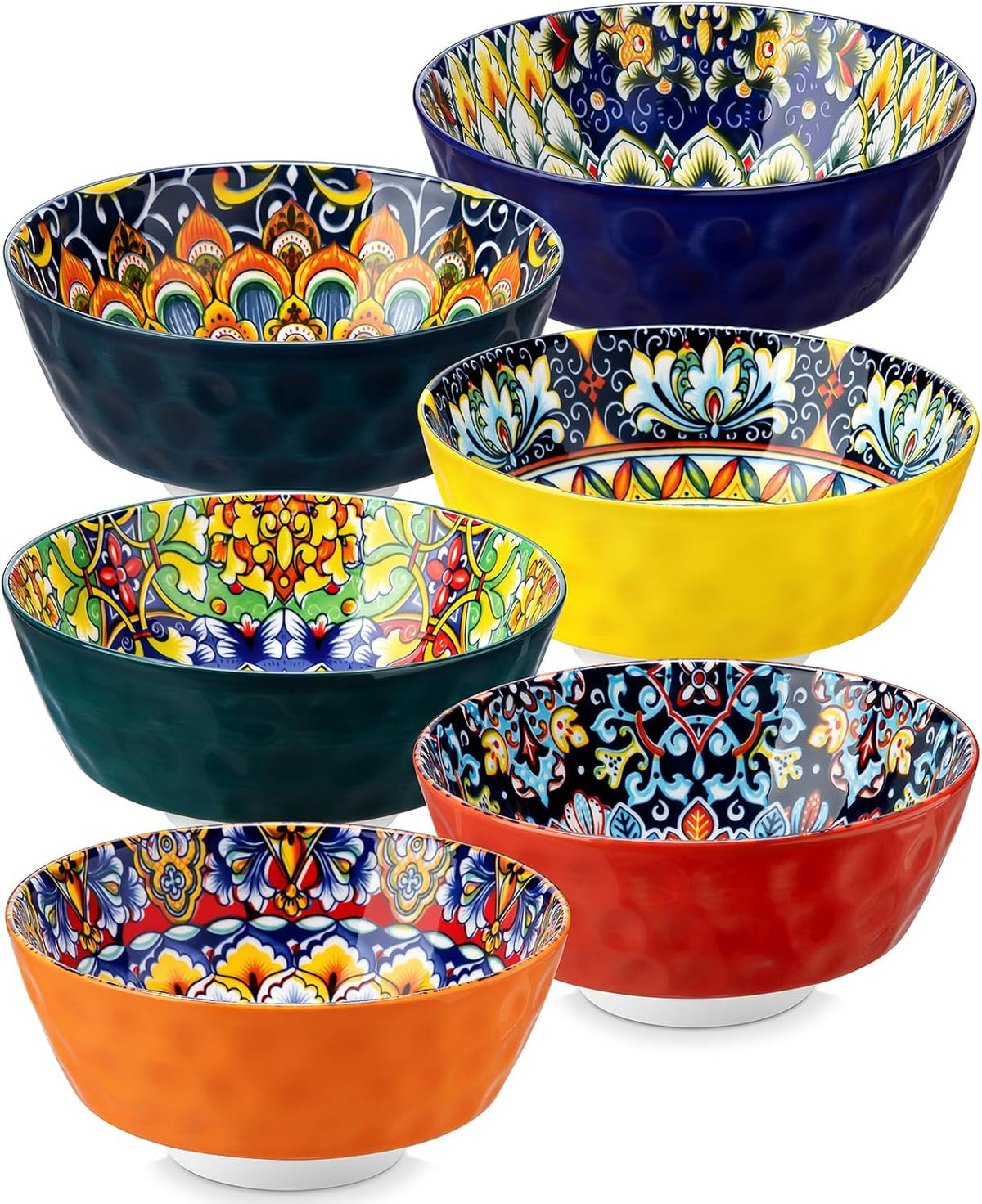 vancasso 26 Oz Ceramic Cereal Bowls Set of 6, Bohemian Soup Salad Bowls